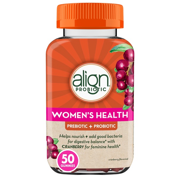 Align Women's Prebiotic + Probiotic Supplement Gummies, with Cranberry for Feminine Health, 50 CT, #1 Do CTor Recommended Brand