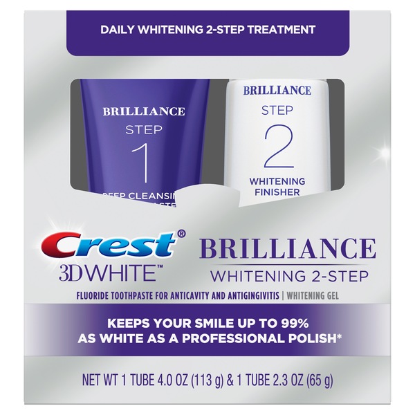 Crest 3D White Brilliance + Whitening Two-step Toothpaste, 4.0 oz and 2.3 oz