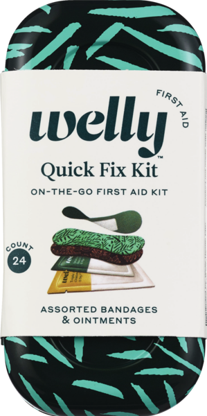 Welly Quick Fix Floral First Aid Travel Kit with hand sanitizer - 24 CT