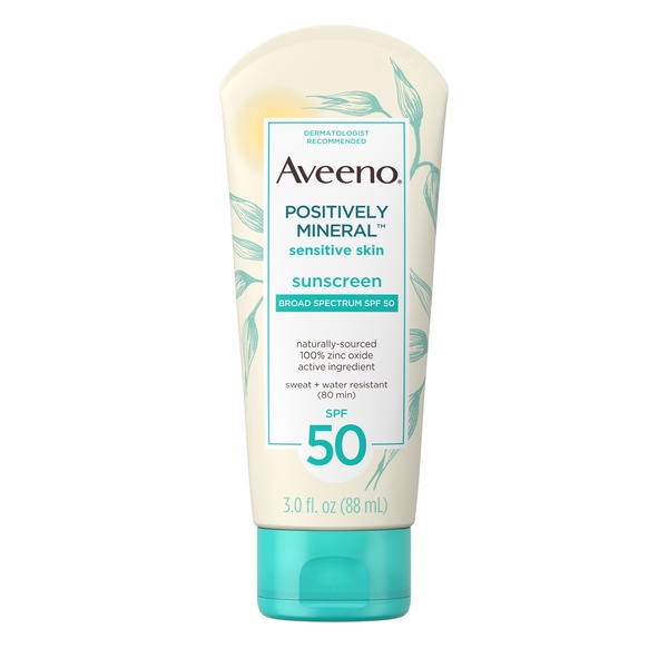 Aveeno Positively Mineral Sensitive Sunscreen Lotion SPF 50, 3 OZ