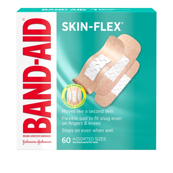 Band-Aid Brand Skin-Flex Adhesive Bandages, Assorted Sizes, 60 CT