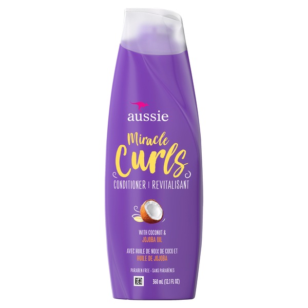 Aussie Miracle Curls with Coconut Oil, Paraben Free Conditioner, 12.1 OZ