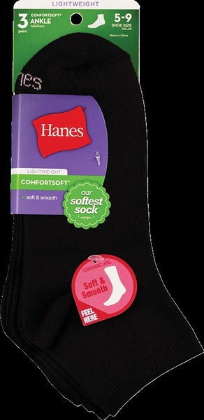 Hanes Socks Women's Casuals Ribbed Crew Size 5-9 Black