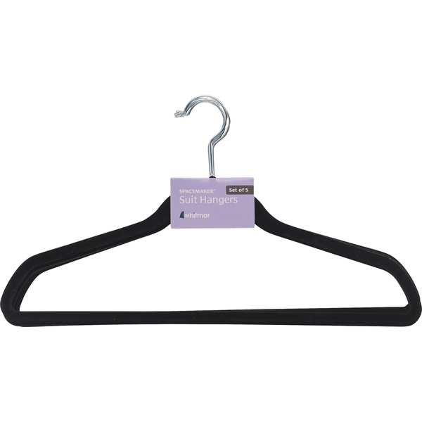 Whitmor Spacemaker Suit Hangers Set of 5, Black