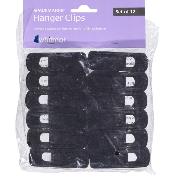 Whitmor 12 piece Spacemaker Hanger Clips, Black