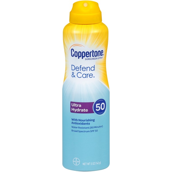 Coppertone Defend & Care Ultra Hydrate Sunscreen Spray Broad Spectrum, 5 OZ