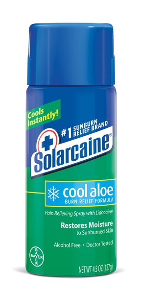 Solarcaine Cool Aloe Burn Relief Formula Pain Relieving Spray with Lidocaine, 4.5 OZ