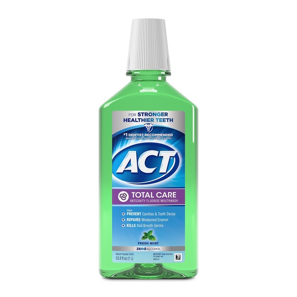 ACT Total Care Zero-Alcohol Anticavity Fluoride Mouthwash, Fresh Mint