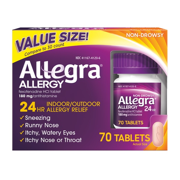 Allegra Allergy Relief Fexofenadine 180mg Tablets 24 Hour