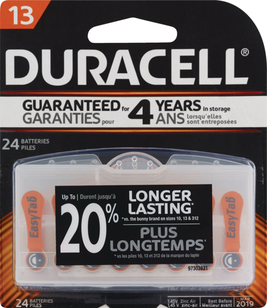 Duracell Hearing Aid Batteries, Size 13, 24CT