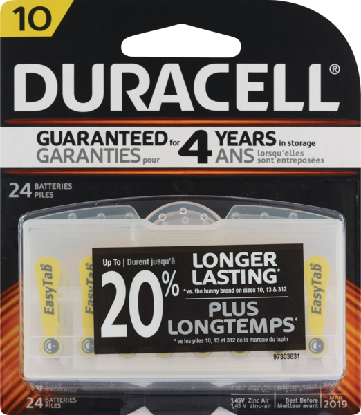 Duracell Hearing Aid Batteries, Size 10, 24CT