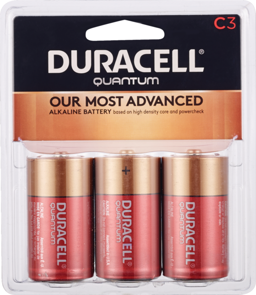 Duracell Quantum Duralock Hi-Density Core Alkaline C Batteries, 3 CT