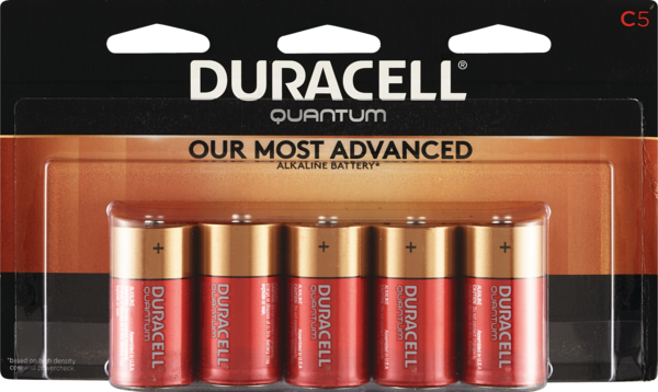 Duracell Quantum Duralock Hi-Density Core Alkaline C Batteries, 5 CT