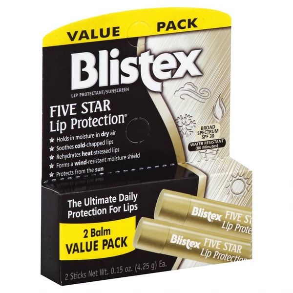 BLISTEX Five Star 2 PK, SPF 30 water resistant 80 minutes