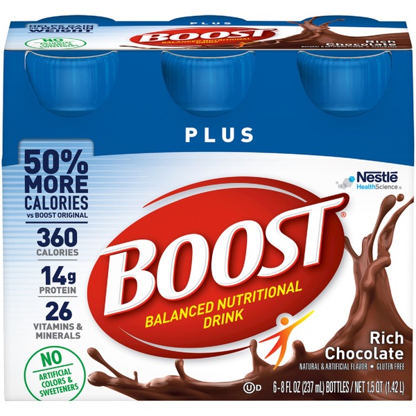 BOOST Plus Nutritional Drink Rich Chocolate 8OZ 6CT