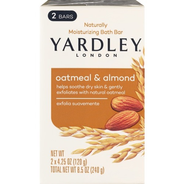 Yardley of London Oatmeal and Almond Bar Soap, 2CT