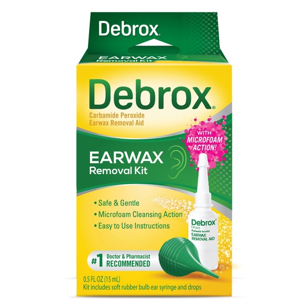 Debrox Earwax Removal Kit, Ear Drops and Bulb Ear Syringe, 0.5 FL OZ