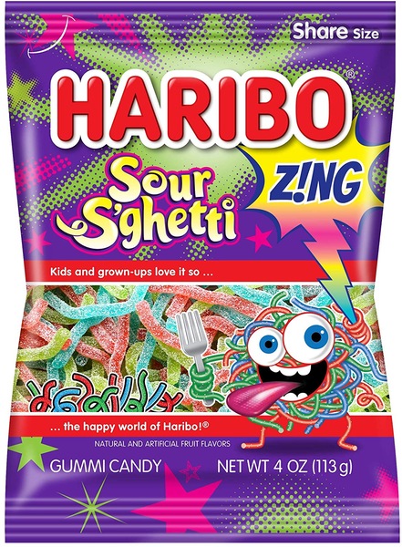 Haribo Z!NG Sour S'ghetti Gummi Candy, 7.2 OZ