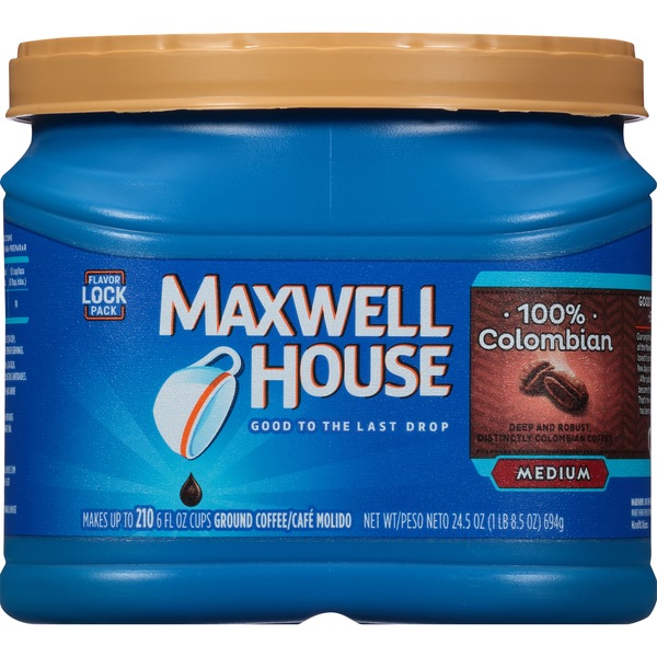 Clicking on the image opens a new modal with 1 larger images of Maxwell House 100 Colombian Coffee. Some images may not have descriptive text. 1 out of 1.