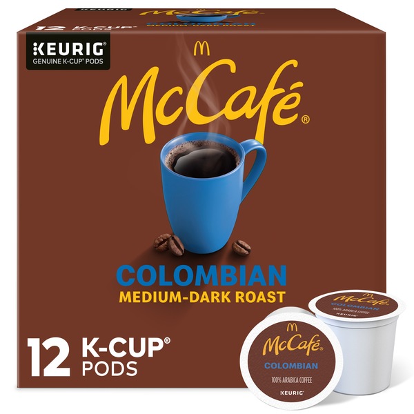 Clicking on the image opens a new modal with 1 larger images of McCafe Colombian 100% Arabica Medium-Dark Roast Coffee K-Cup Pods, 12 CT. Some images may not have descriptive text. 1 out of 1.