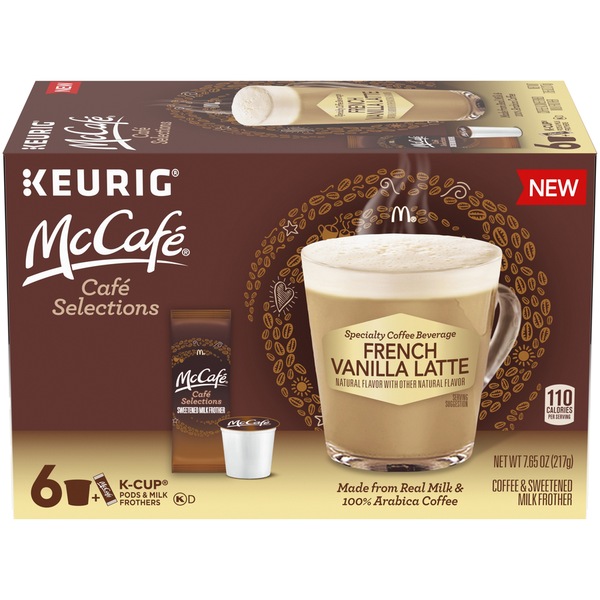 McCafe French Vanilla Latte Keurig K-Cups and Milk Frothers, 6 CT