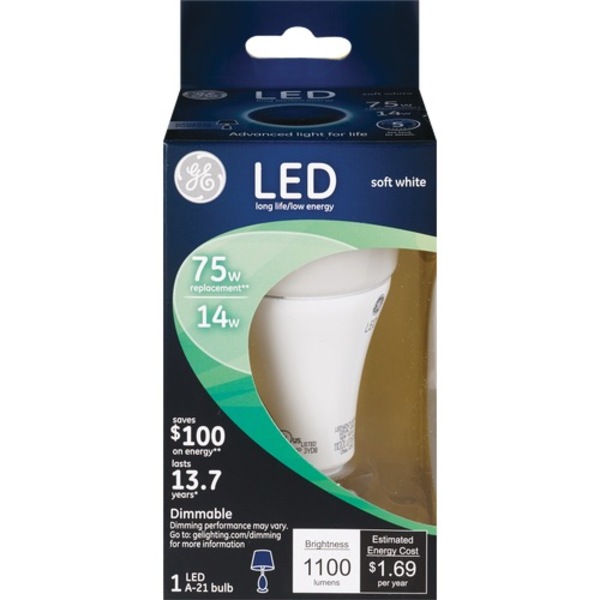 GE LED A21 Soft White Dimmable Light Bulb