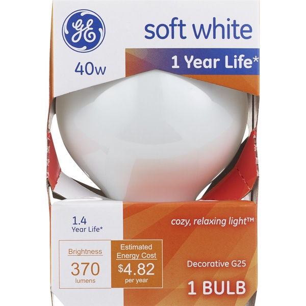 GE Soft White 40w Decorative Medium Base Lightbulb