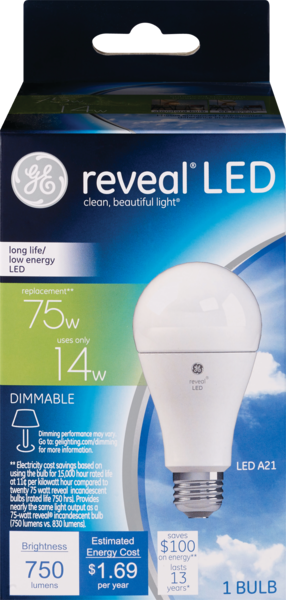 GE Reveal 75 w Dimmable LED Light Bulb