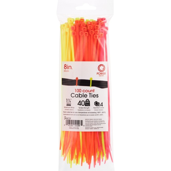 GE 8" Assorted  Neon Cable Ties