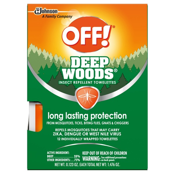 OFF! Deep Woods Insect Repellent Towelettes with 25% DEET