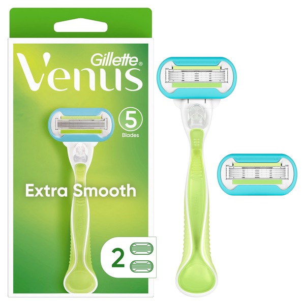 Gillette Venus Extra Smooth Green Women's Razor Handle + 2 Blade Refills