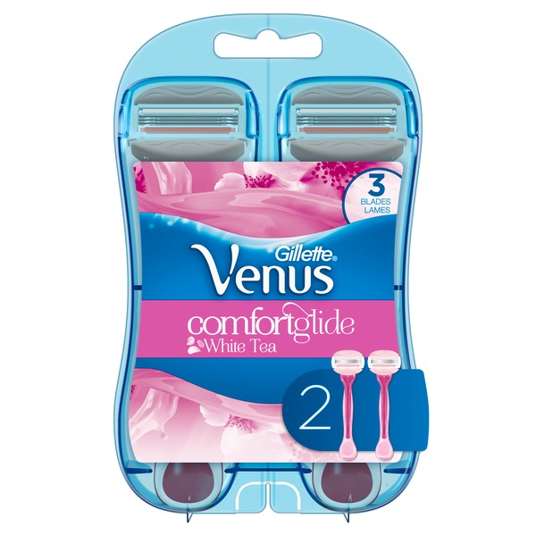 Gillette Venus ComfortGlide White Tea Scented Women's Disposable Razor, 2 Count