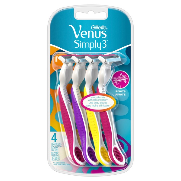 Gillette Venus Simply 3 Disposable Razor, 4CT