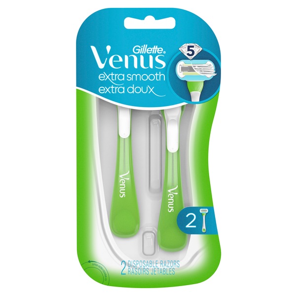 Gillette Venus Extra Smooth Green Disposable Women's Razors - 2 Count