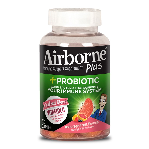 Airborne Plus Probiotic Gummies, 42 CT - 1000mg of Vitamin C - Immune Support Supplement