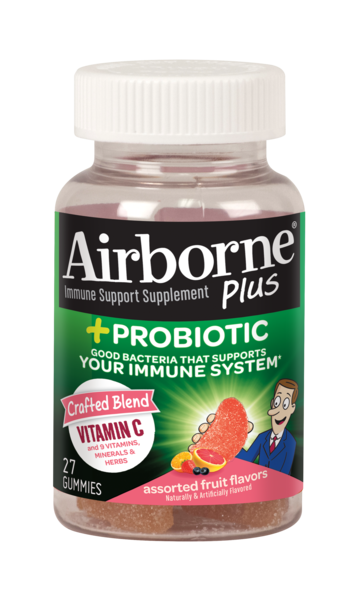 Airborne Plus Probiotic Gummies, 27 CT - 1000mg of Vitamin C - Immune Support Supplement