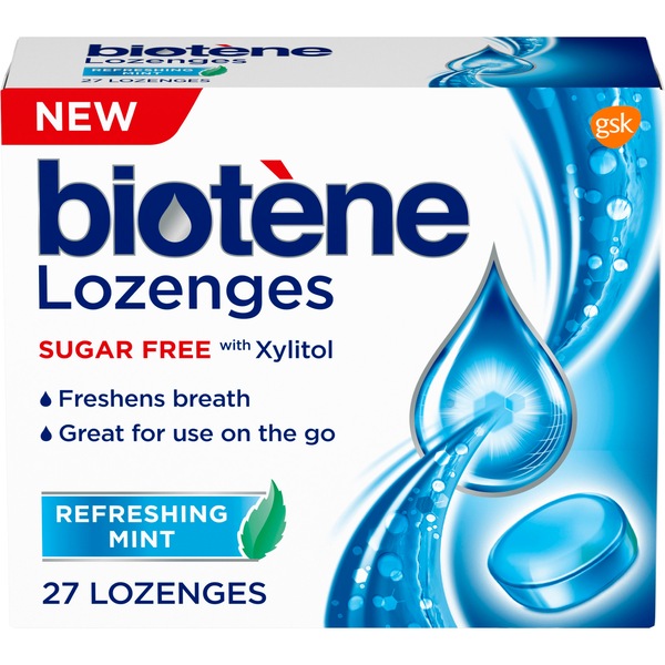 Biotene Dry Mouth Lozenges for Fresh Breath, Refreshing Mint, 27 count