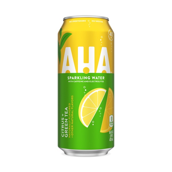 AHA Sparkling Water, Citrus + Green Tea Flavored Water, 16 fl oz