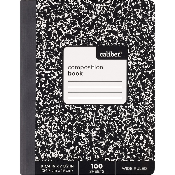 Caliber Composition Book Wide Ruled 9.75x7.5" Black Cover