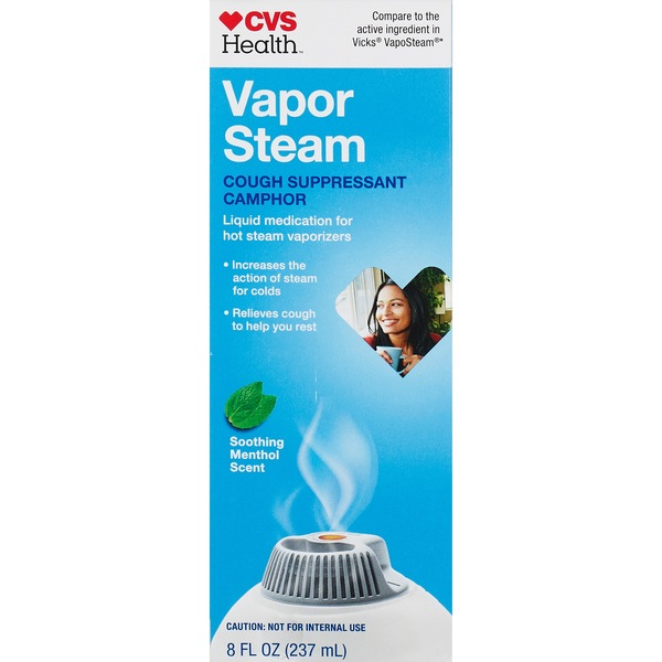 Clicking on the image opens a new modal with 3 larger images of CVS Health Vapor Steam Liquid Medication. Some images may not have descriptive text. 1 out of 3.
