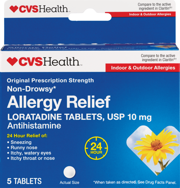 CVS Health Allergy Relief Non-Drowsy Loratadine Tablets, 5 CT