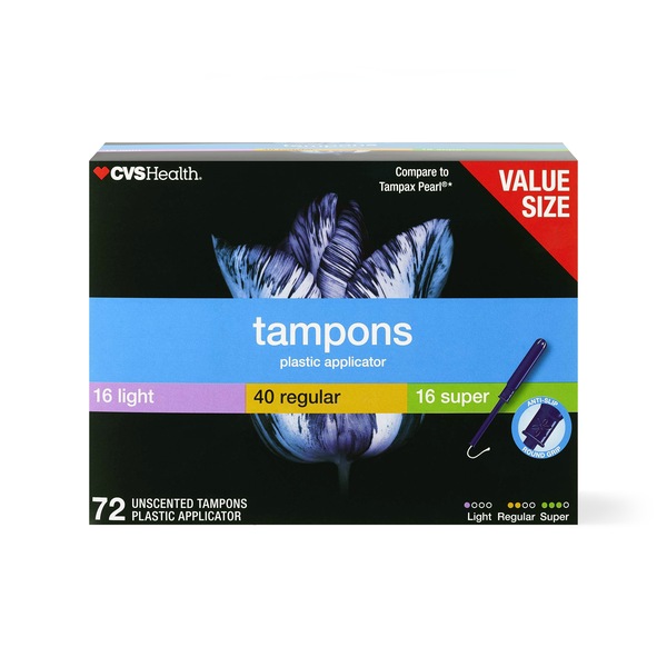 CVS Tampons Plastic Applicator Light/Reg/Super Unscented