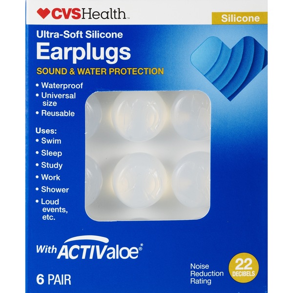 Clicking on the image opens a new modal with 2 larger images of CVS Health Ultra-Soft Silicone Earplugs Antimicrobial Protection. Some images may not have descriptive text. 1 out of 2.