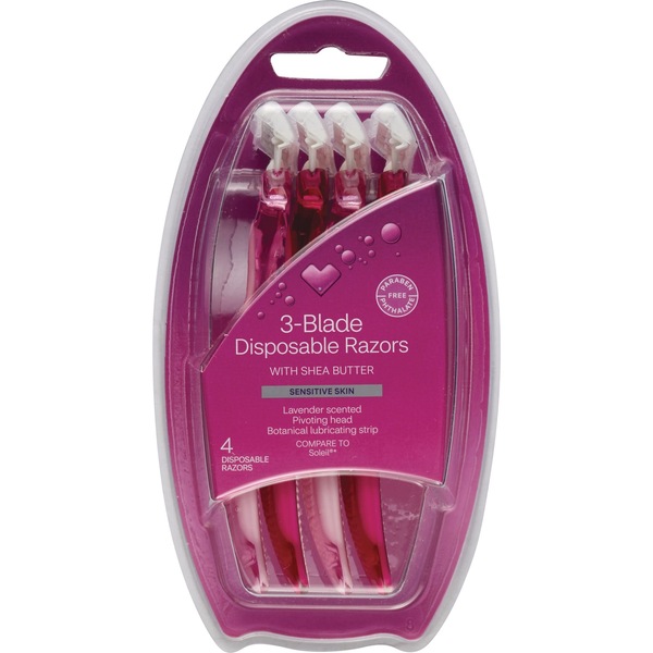 Beauty 360 3-Blade Lavender Disposable Razors, 4CT