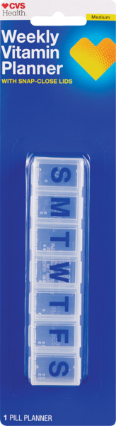 CVS Health Weekly Medium Size Pill Planner with Snap-Tight Lids