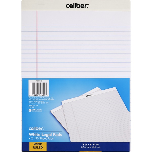 Caliber Legal Pads White