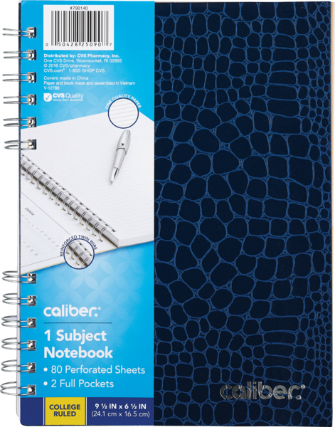 Caliber Executive 1 Subject Notebook College Ruled, 9.5" x 6.5"