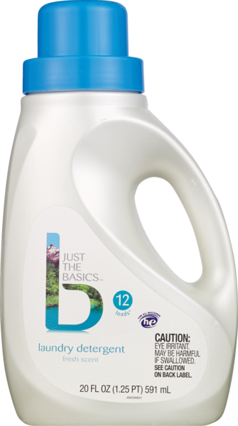 Just The Basics Liquid Laundry Detergent, Fresh Scent, 20 OZ