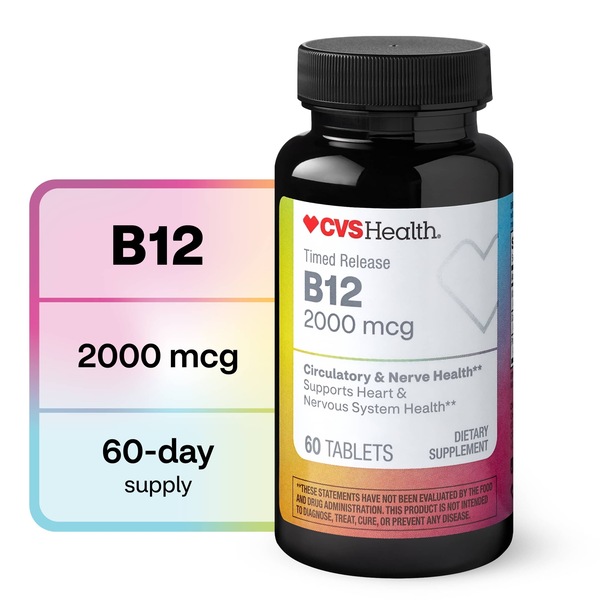 CVS Health Vitamin B12 Timed Release Tablets 2000mcg, 60CT