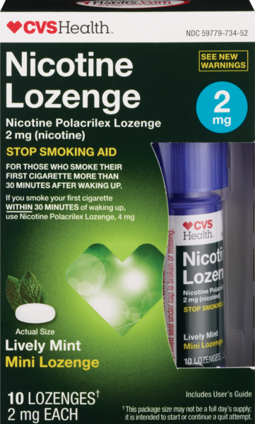 Clicking on the image opens a new modal with 1 larger images of CVS Health Nicotine Lozenge Lively Mint 2mg, 10CT. Some images may not have descriptive text. 1 out of 1.